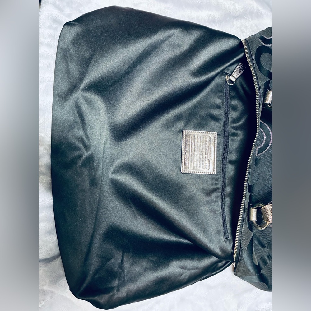 Coach Poppy Y2K Black Canvas with Silver Lurex Threading Accents XL Shoulder Bag - Picture 5 of 8